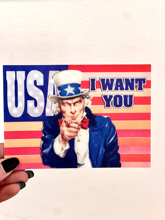 Uncle Sam Winking Postcard