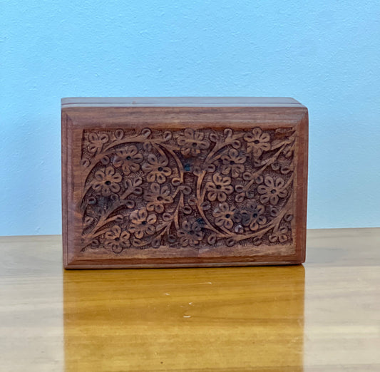 Small Hand Carved Wooden Box