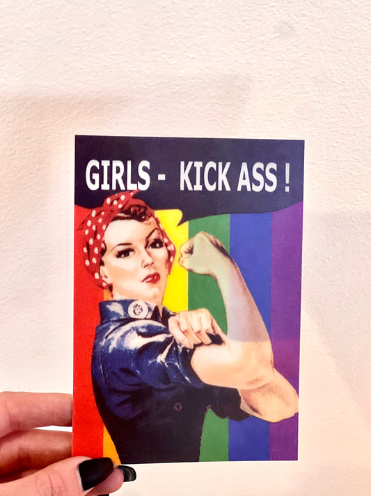 Girls Kick Ass! Postcard