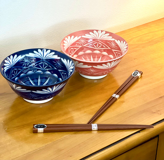 Cobalt + Red Edo Kiriko Bowls